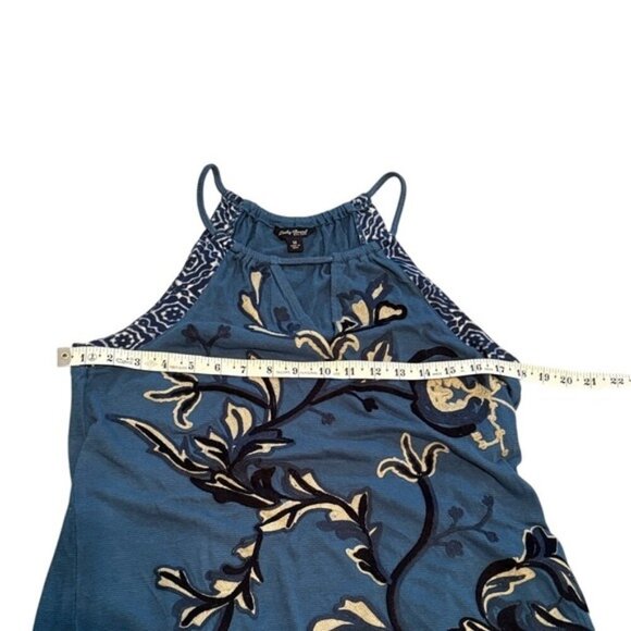 Lucky Brand Teal Blue Floral Embroidered Halter Neck Tank Top Women's M - Picture 10 of 10